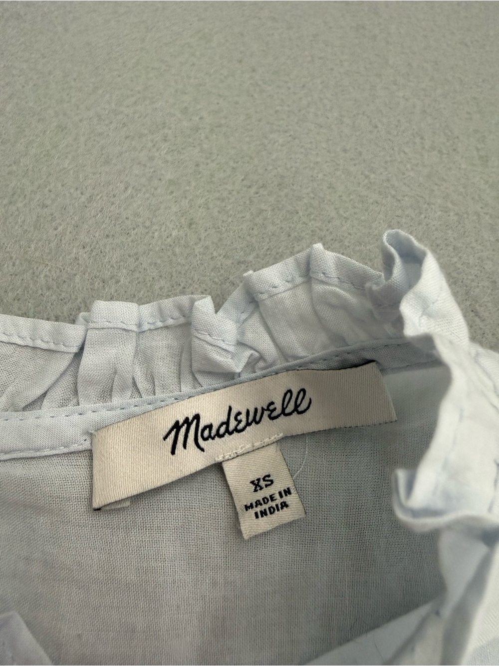 Madewell Very Light Blue Eyelet Peasant Blouse Size XS - Picture 2 of 12